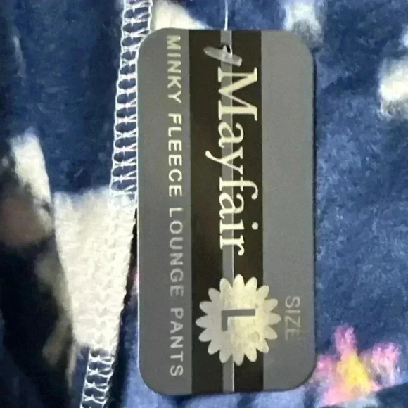 NWT! Large MAYFAIR Womens Blue Sheep Minky Fleece Lounge Pajama Pants - Picture 3 of 7